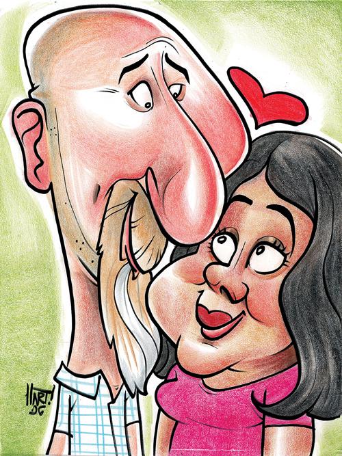 Color caricature sample of a couple