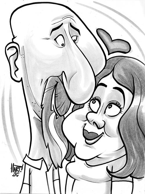 Shaded caricature sample of a couple