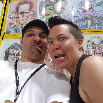 A picture of two people making funny faces