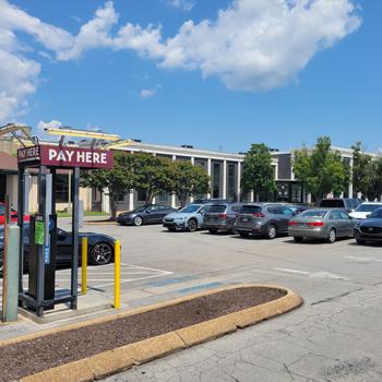 A parking lot filled with cars